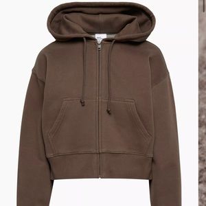 ARITZIA TNA Cozy Fleece boxy boyfriend zip up - rich mocha brown - size medium
